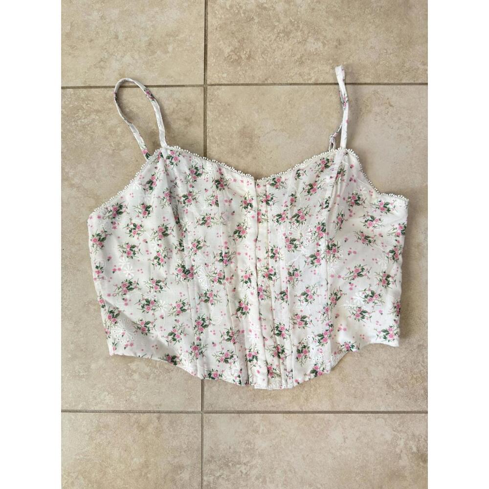 XL Floral Corset Crop Top